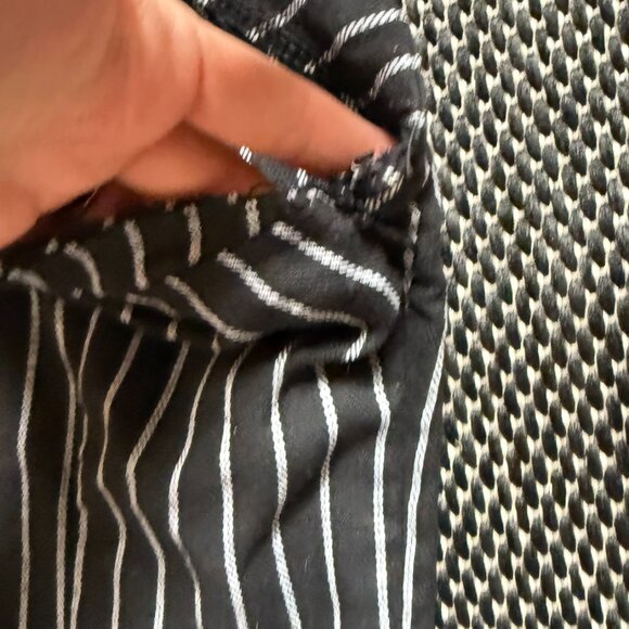 Chic One Shoulder Black & White Pinstriped Mini Dress with A-Line Silhouette - Picture 7 of 7